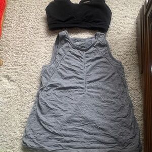 Atheleta Gray Tank Top and Black Sports Bra